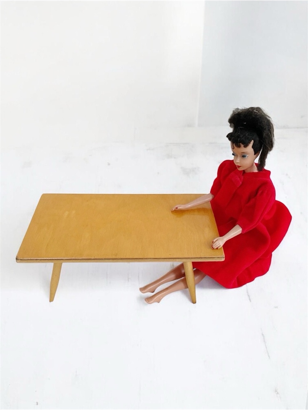 Vintage 1960s Barbie Doll Coffee Table Handmade Wood Mid Century Modern